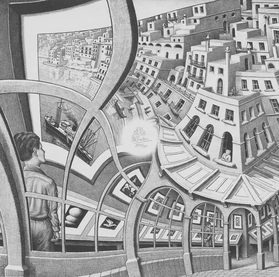 M. C. Escher, *Print Gallery* (1956) — lithograph, National Gallery of Art.